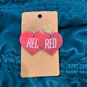 Taylor Swift New Red Heart Shaped Dangle Earrings